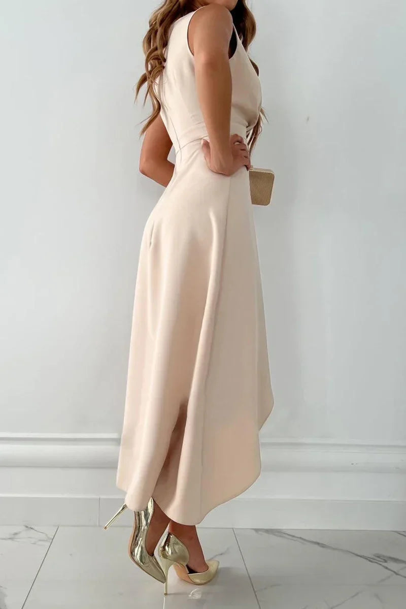 Women's Sleeveless Wrap Maxi Dress with V-Neck