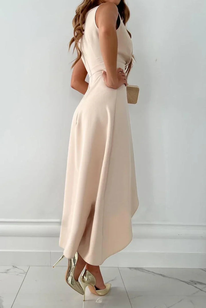 Women's Sleeveless Wrap Maxi Dress with V-Neck