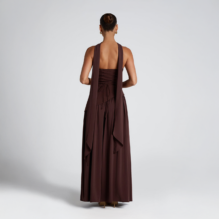 Strapless Dress with Asymmetric Hem and High Slit