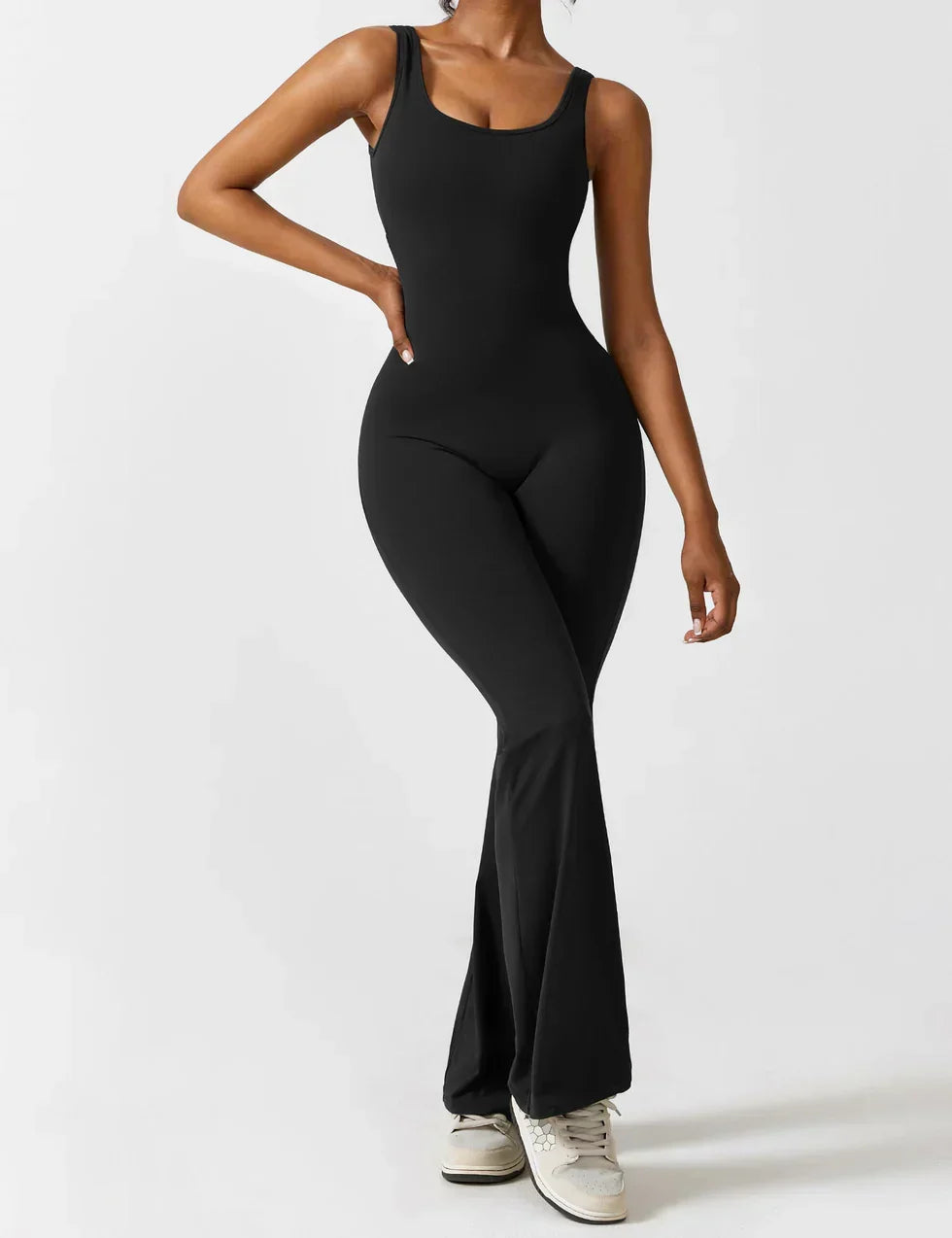 Women's Flare-Leg Jumpsuit with Sleeveless V-Back
