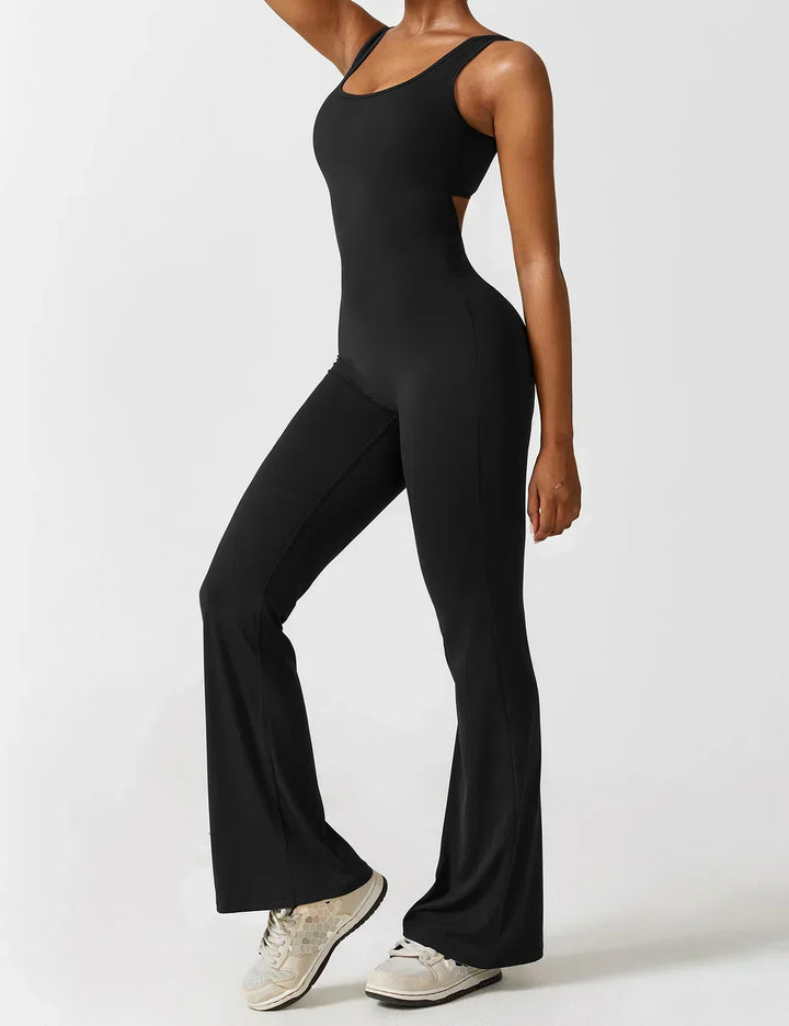 Women's Flare-Leg Jumpsuit with Sleeveless V-Back