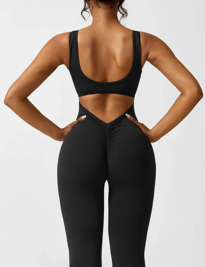 Women's Flare-Leg Jumpsuit with Sleeveless V-Back