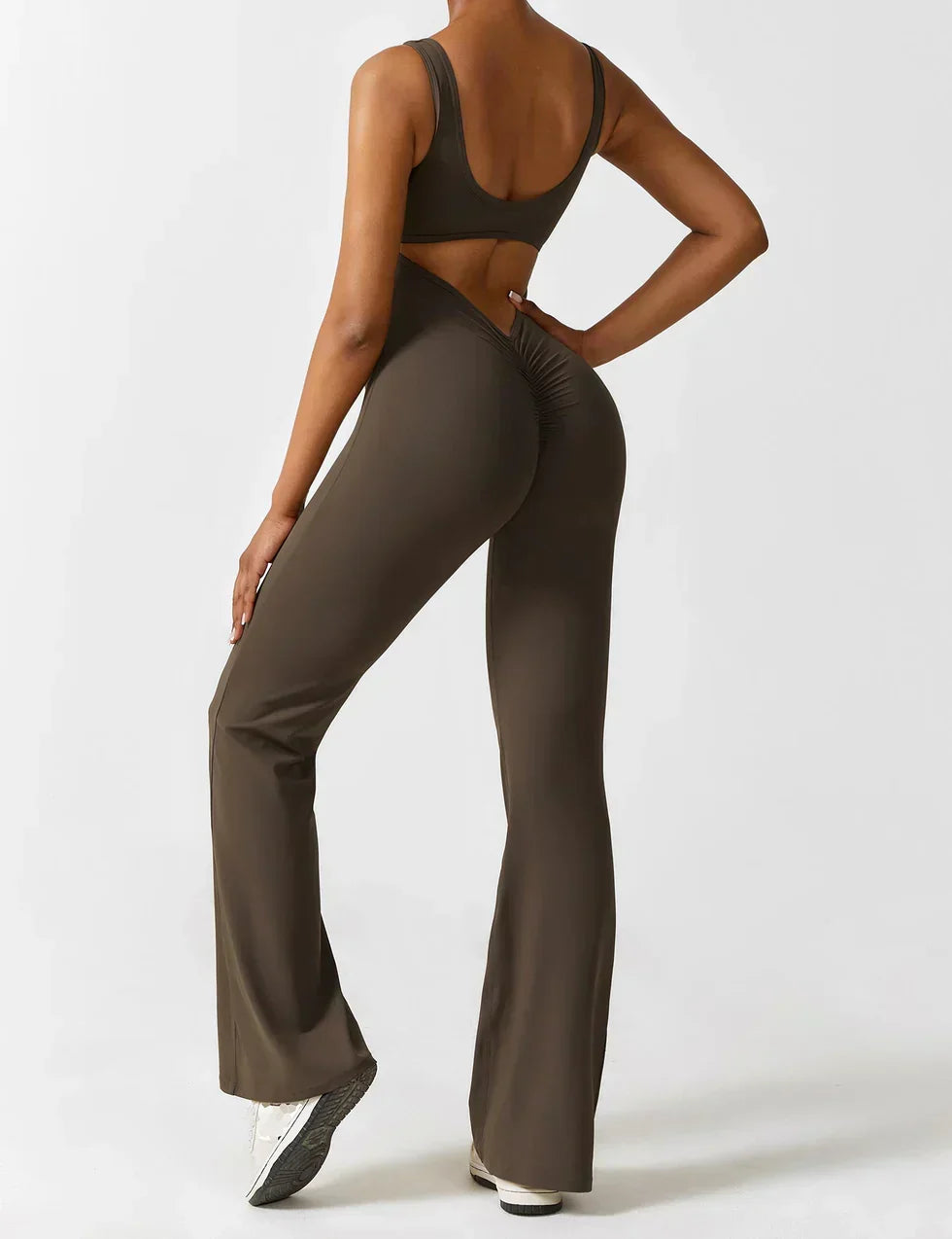 Women's Flare-Leg Jumpsuit with Sleeveless V-Back