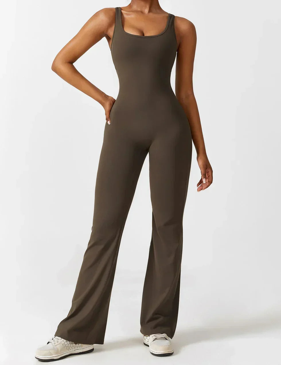 Women's Flare-Leg Jumpsuit with Sleeveless V-Back