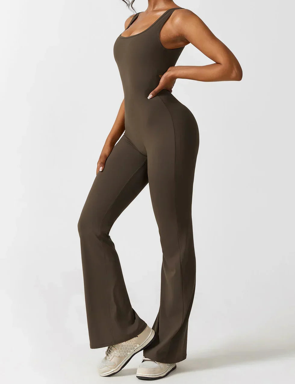 Women's Flare-Leg Jumpsuit with Sleeveless V-Back