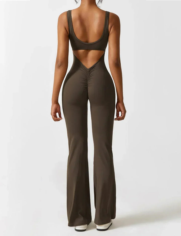 Women's Flare-Leg Jumpsuit with Sleeveless V-Back