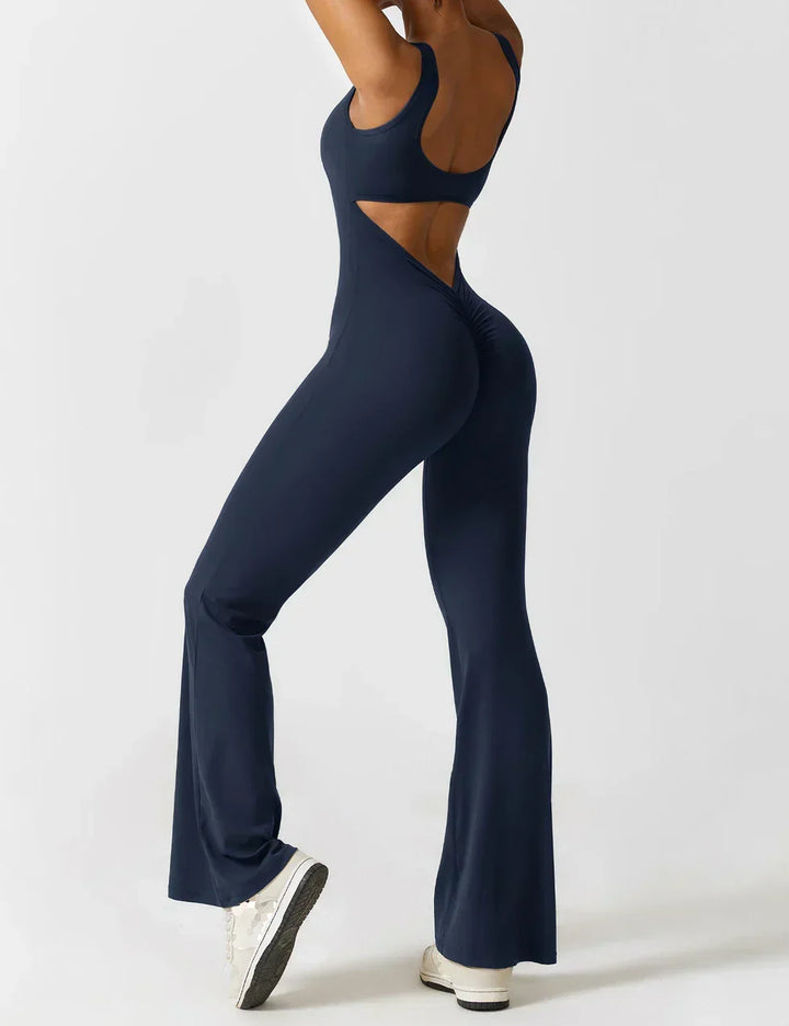 Women's Flare-Leg Jumpsuit with Sleeveless V-Back