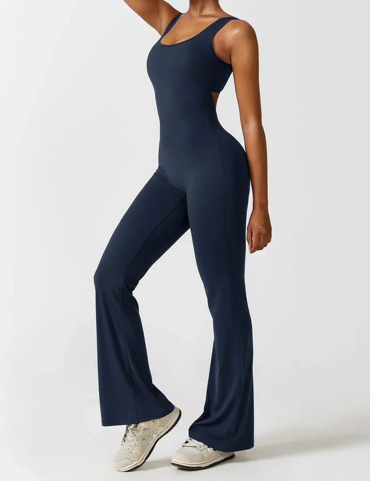 Women's Flare-Leg Jumpsuit with Sleeveless V-Back