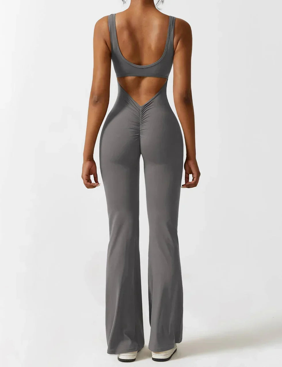 Women's Flare-Leg Jumpsuit with Sleeveless V-Back