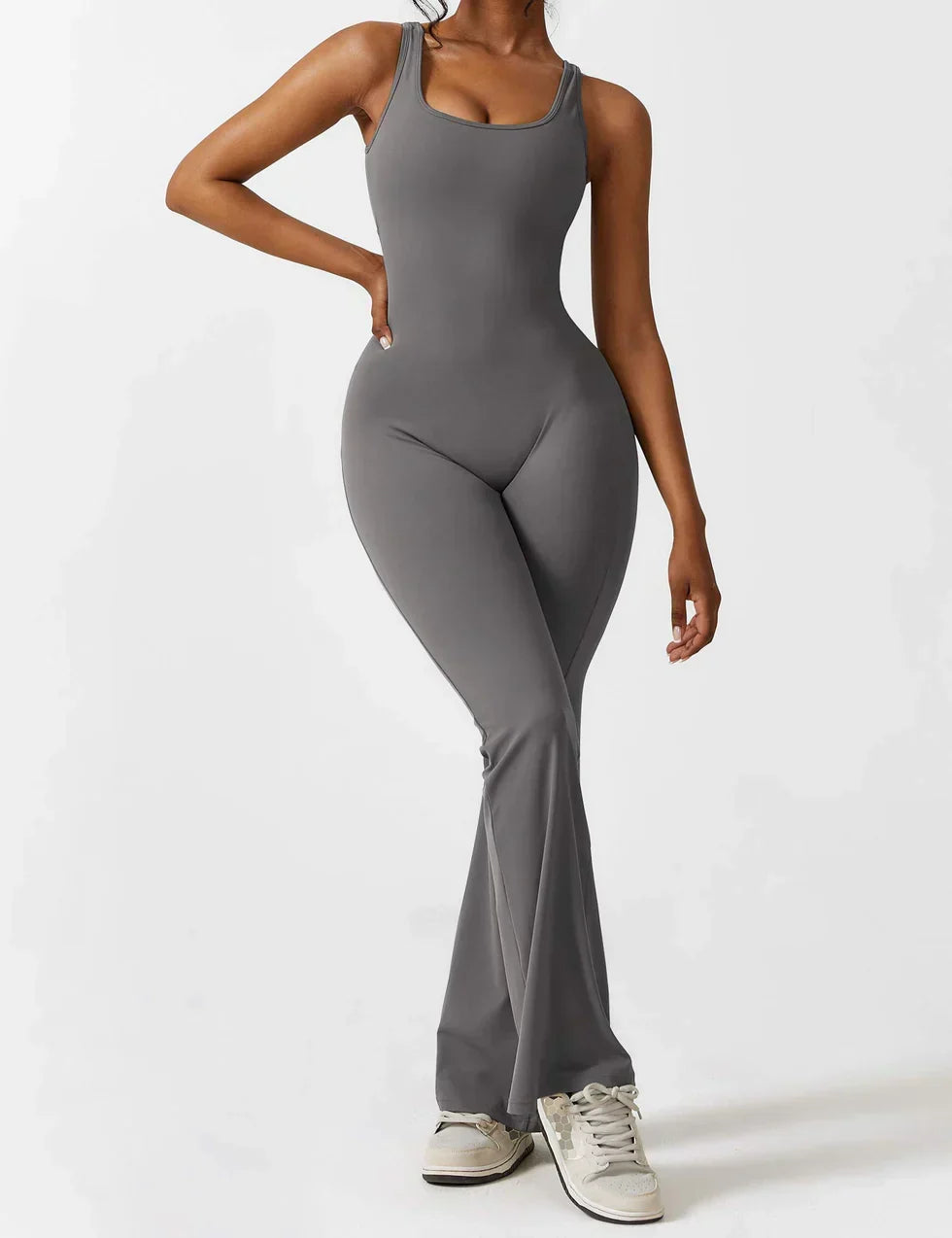 Women's Flare-Leg Jumpsuit with Sleeveless V-Back