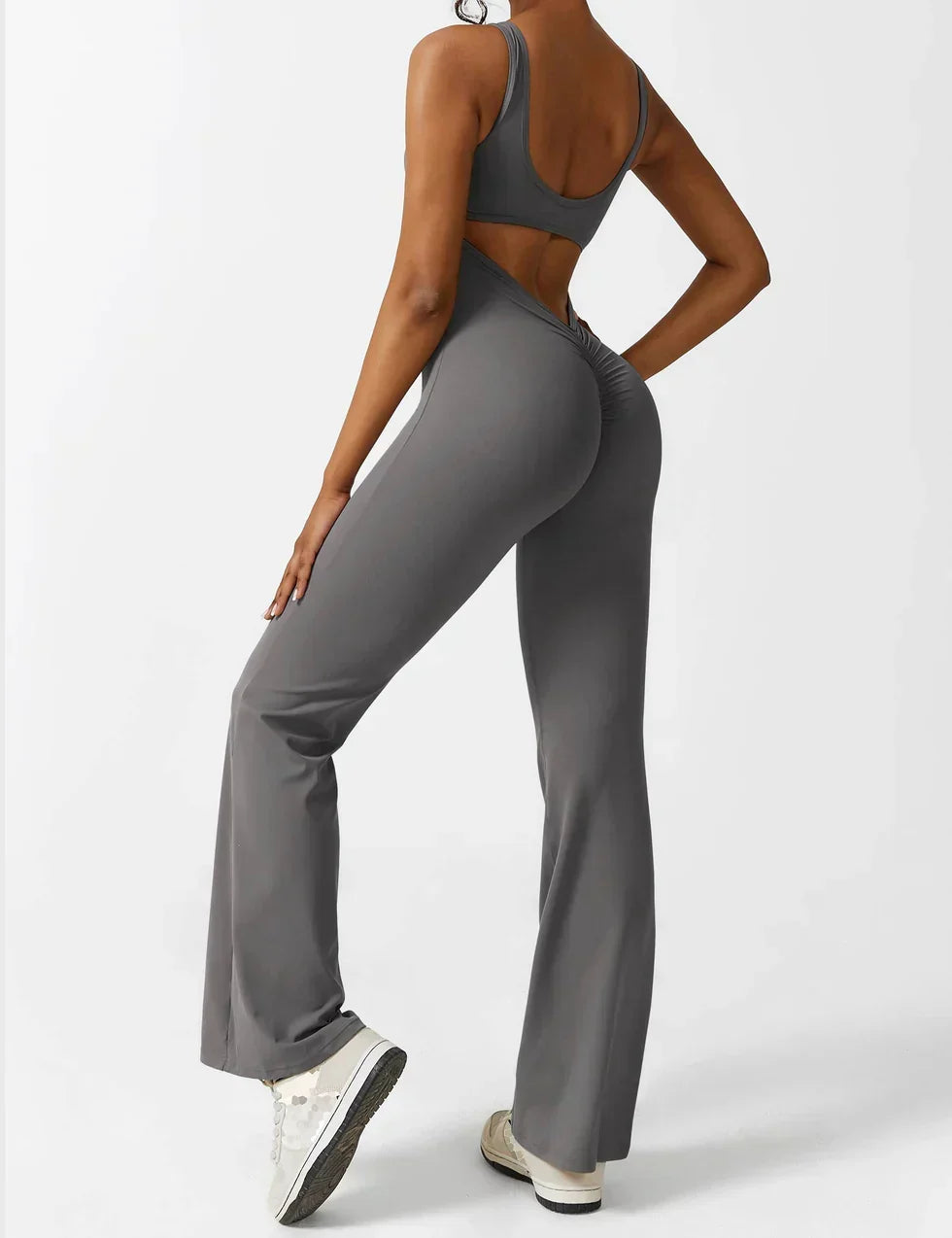 Women's Flare-Leg Jumpsuit with Sleeveless V-Back
