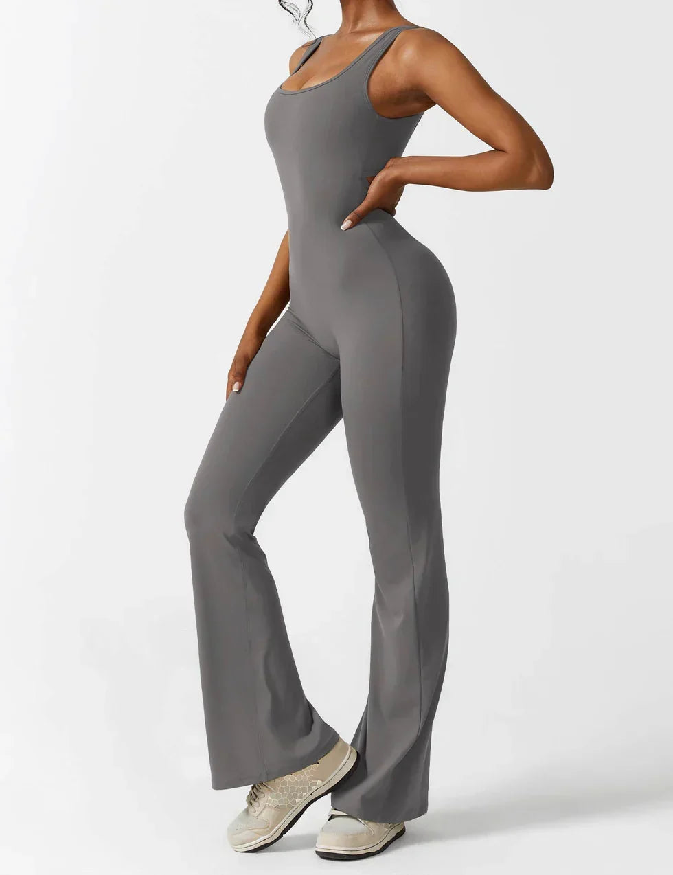 Women's Flare-Leg Jumpsuit with Sleeveless V-Back