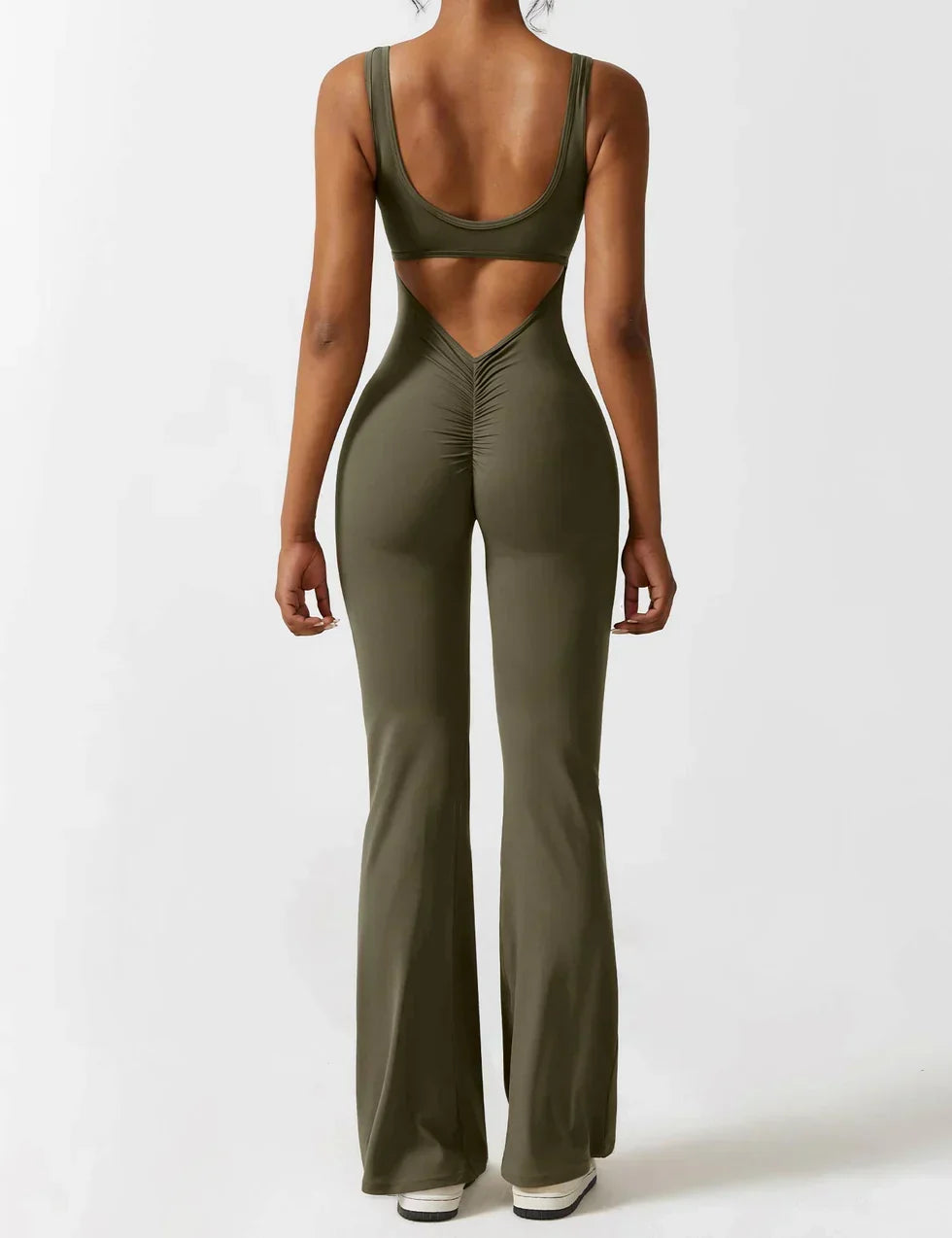 Women's Flare-Leg Jumpsuit with Sleeveless V-Back