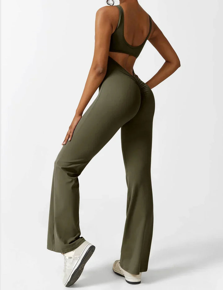 Women's Flare-Leg Jumpsuit with Sleeveless V-Back