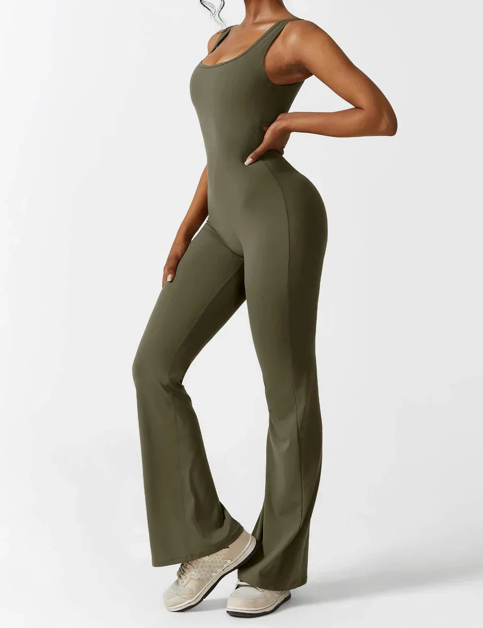 Women's Flare-Leg Jumpsuit with Sleeveless V-Back