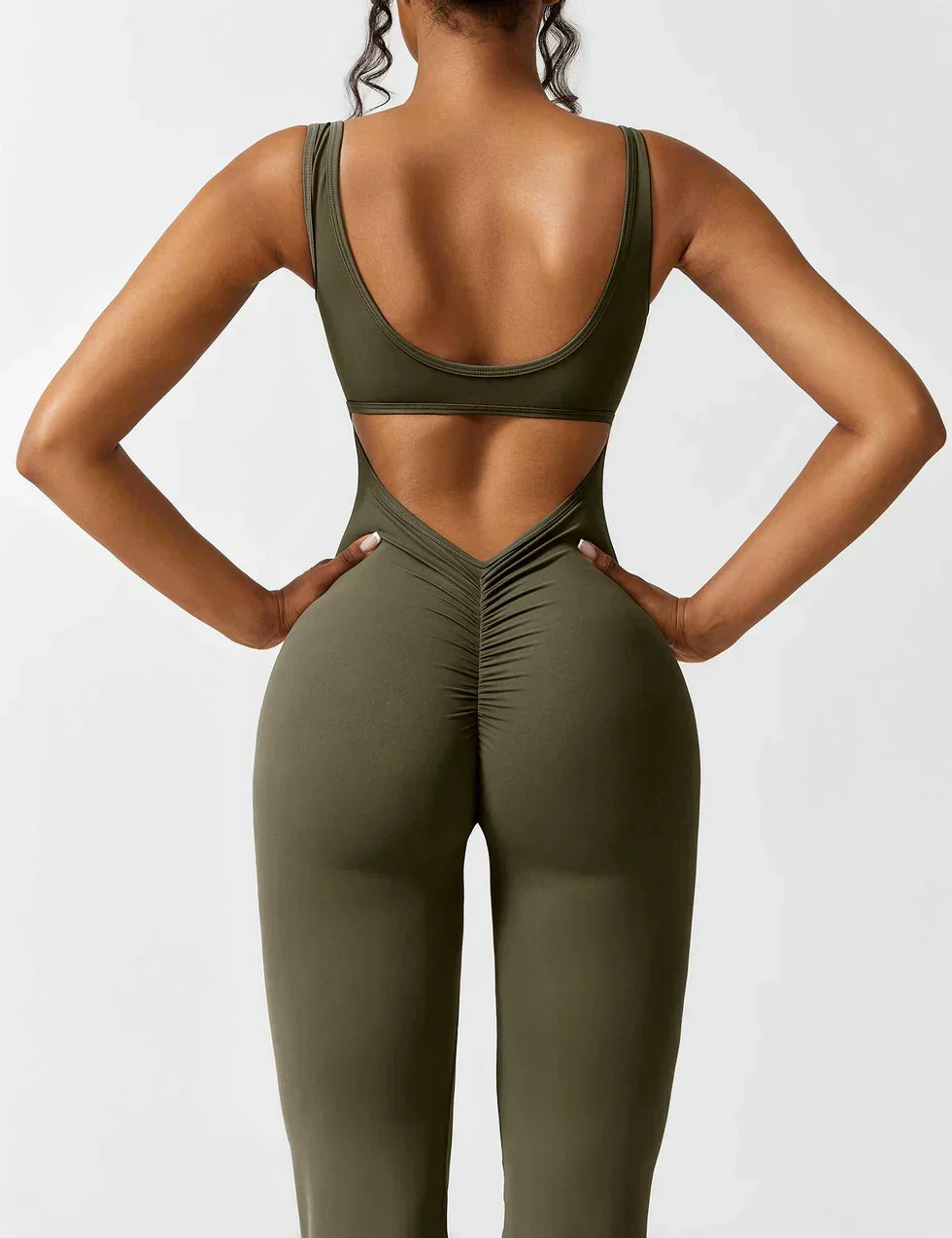 Women's Flare-Leg Jumpsuit with Sleeveless V-Back
