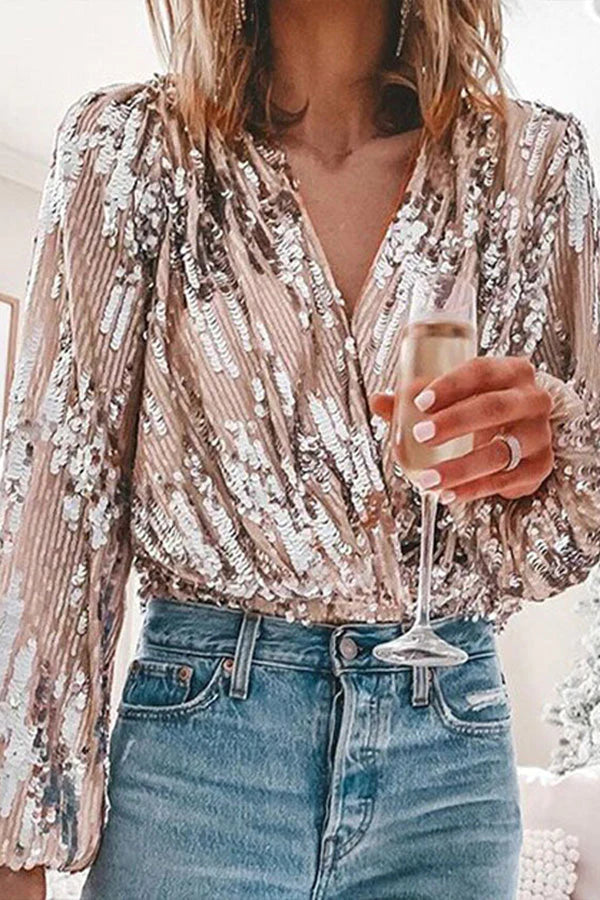 Women's Long Sleeve Blouse with V-Neckline