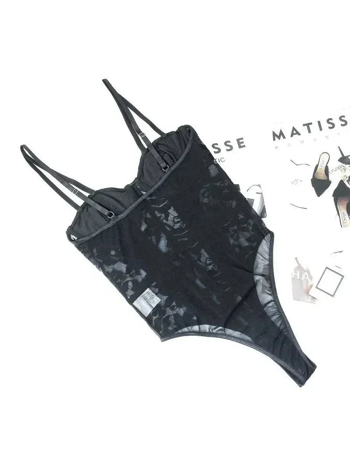 Embroidered Corset-Style Bodysuit with a Fitted Cut