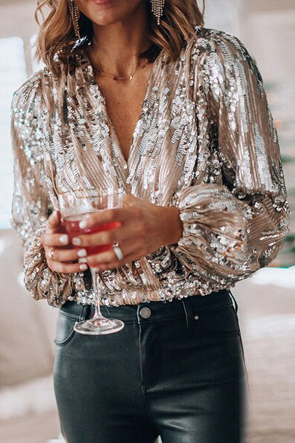 Women's Long Sleeve Blouse with V-Neckline