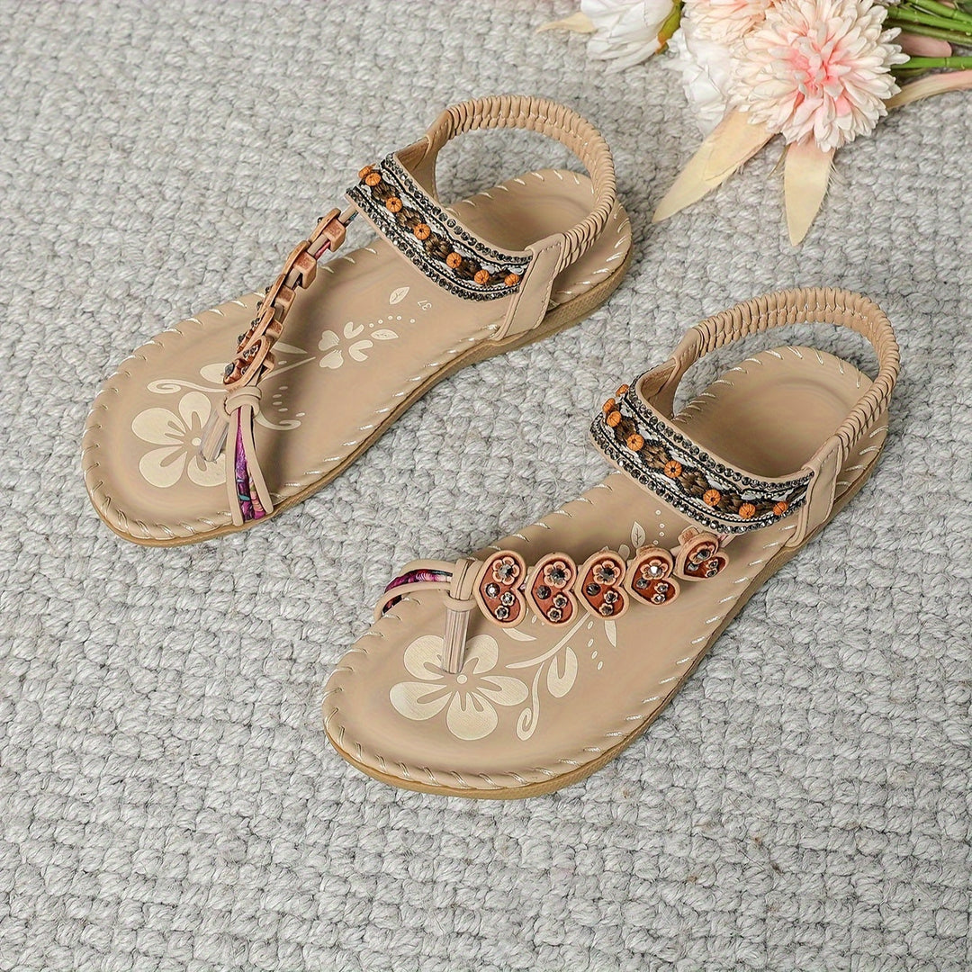 Open-Toe Flat Sandals with Cushioned Sole for Women