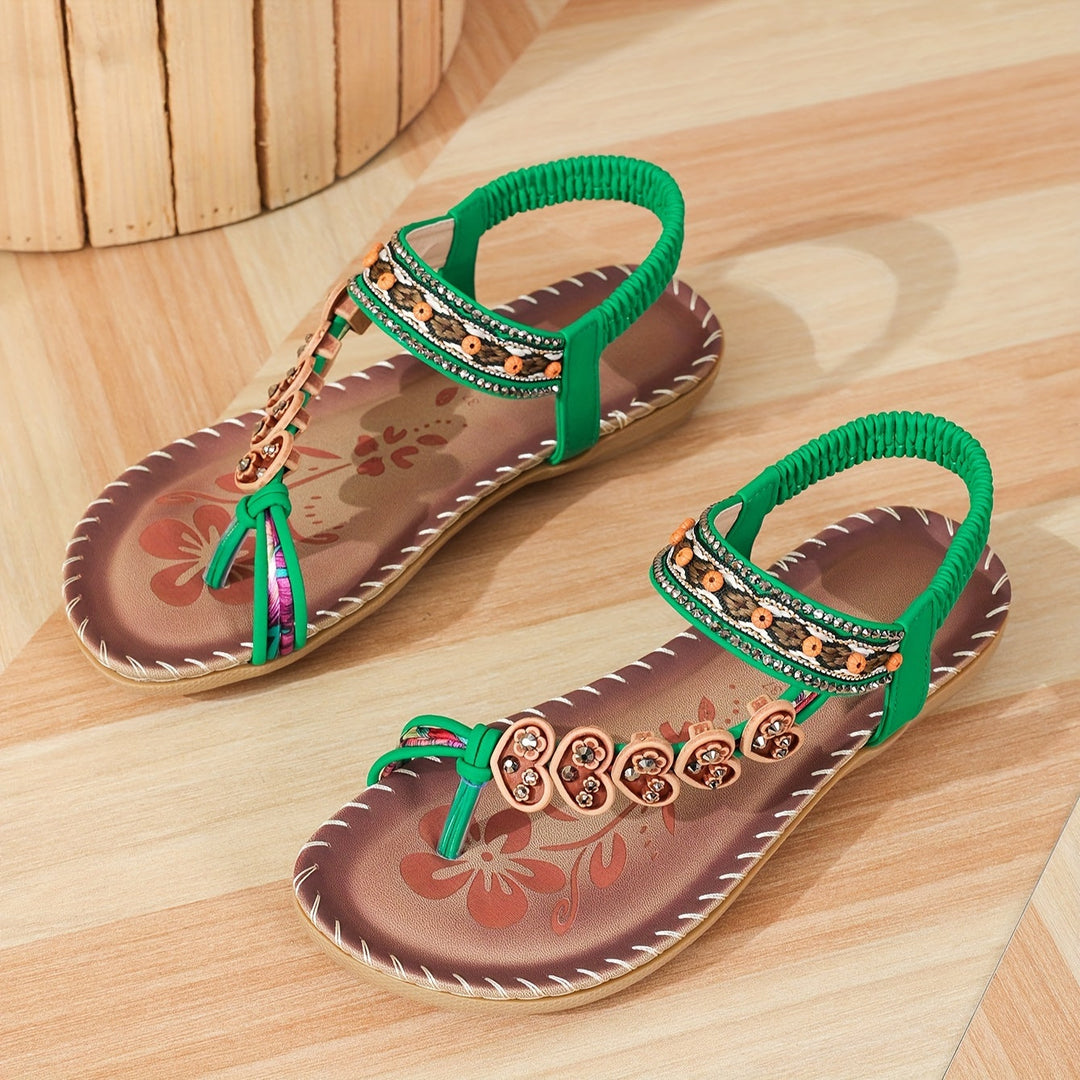 Open-Toe Flat Sandals with Cushioned Sole for Women
