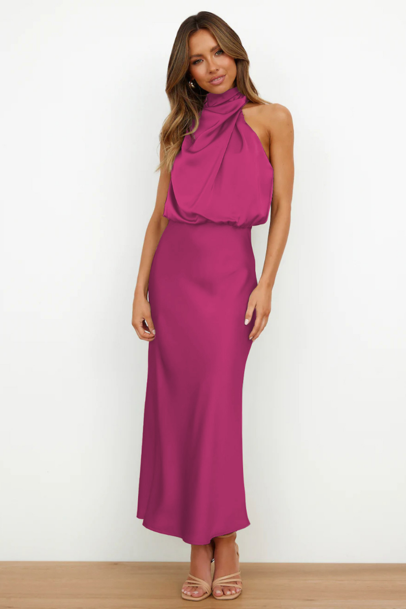 Women's Square-Neck A-Line Midi Dress with Short Sleeves