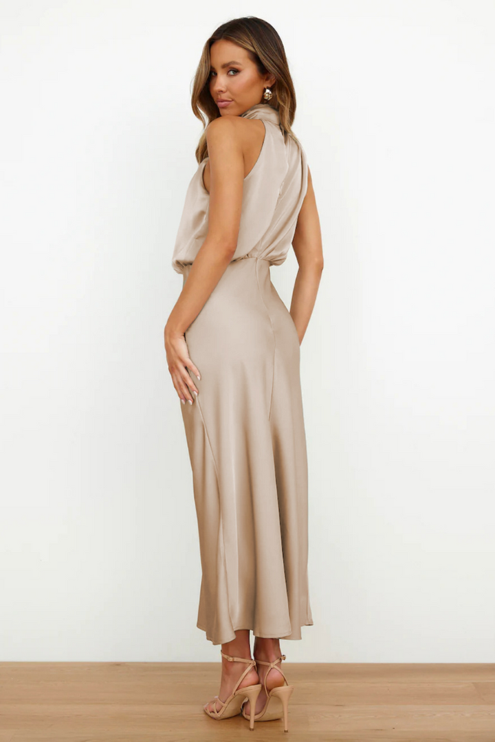 Women's Square-Neck A-Line Midi Dress with Short Sleeves