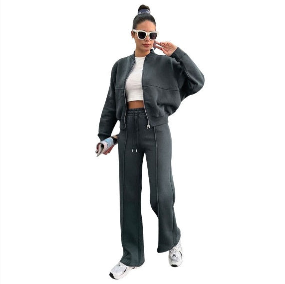 Modern Two-Piece Zip-Up Set with a Luxe Finish