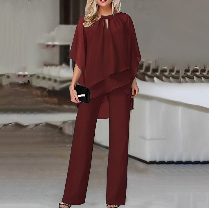 Women's Asymmetric-Top Two-Piece Jumpsuit Set