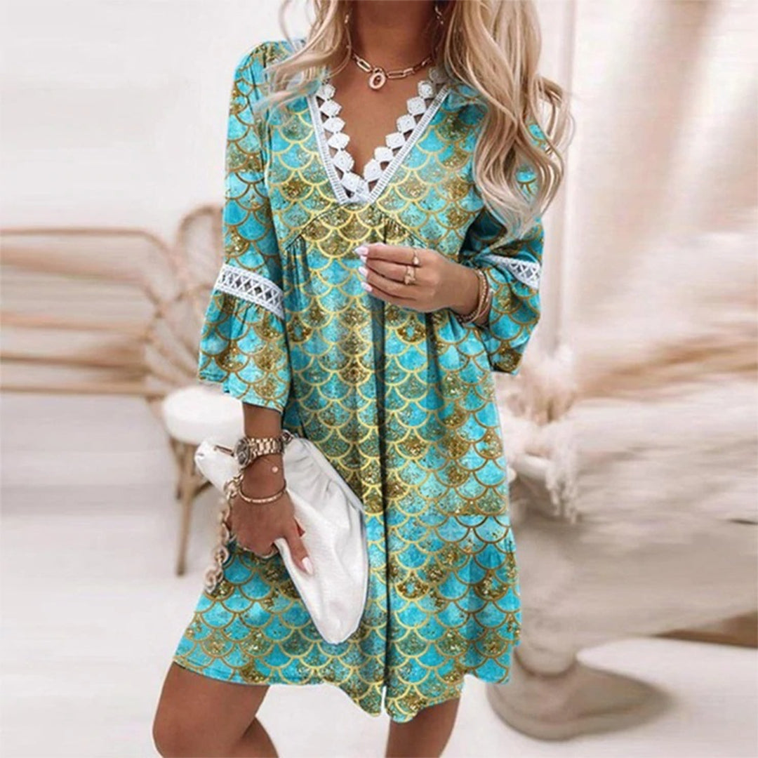 Women's Floral Tiered Maxi Dress with Crochet Lace Detail