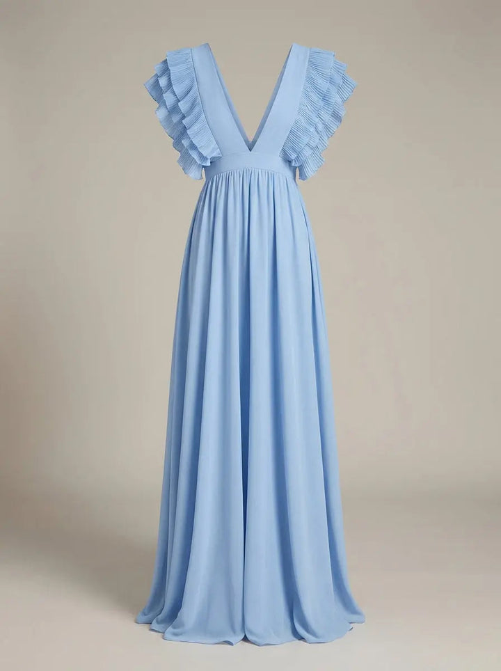 Women's Ruffled V-Neck Maxi Party Dress