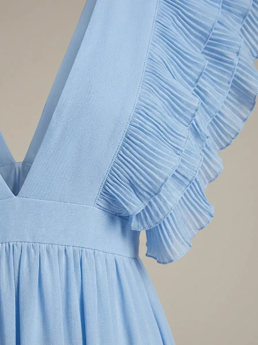 Women's Ruffled V-Neck Maxi Party Dress