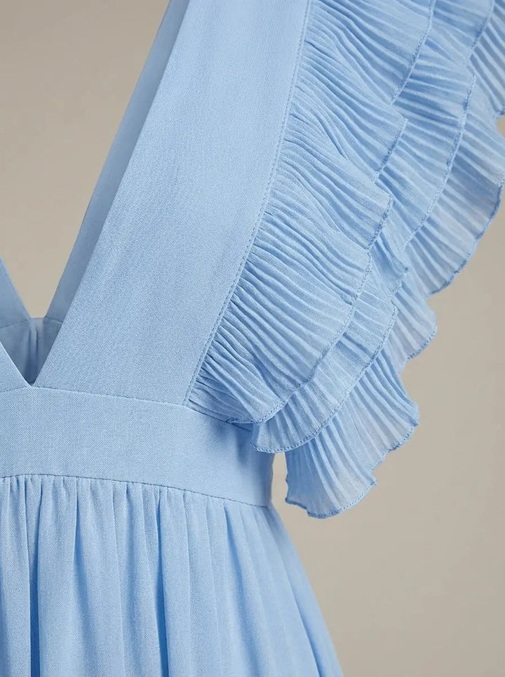 Women's Ruffled V-Neck Maxi Party Dress