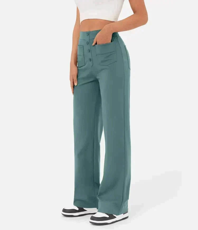 Women's Elastic Waist Trousers with Drawstring Tie