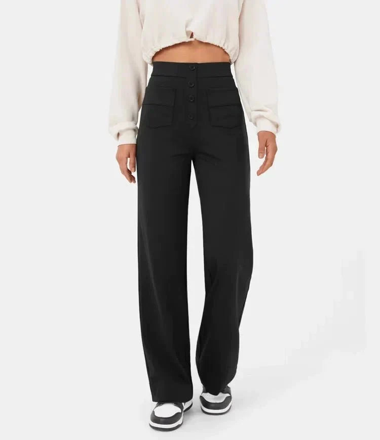 Women's Elastic Waist Trousers with Drawstring Tie