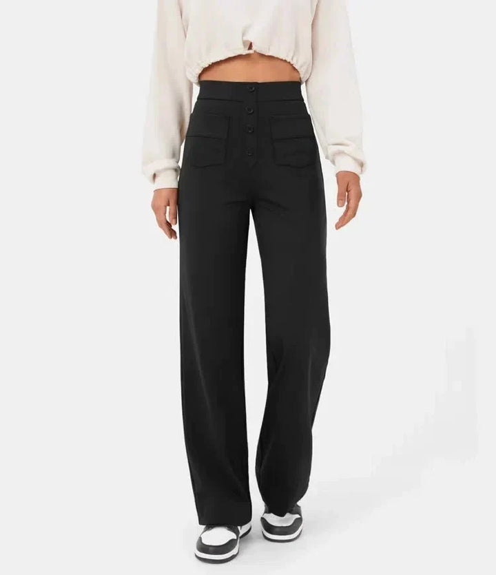Women's Elastic Waist Trousers with Drawstring Tie