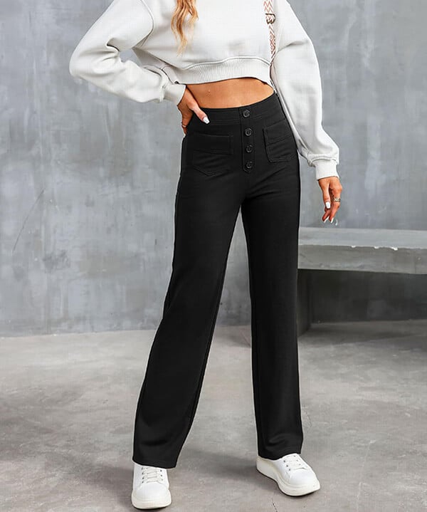 Women's Elastic Waist Trousers with Drawstring Tie