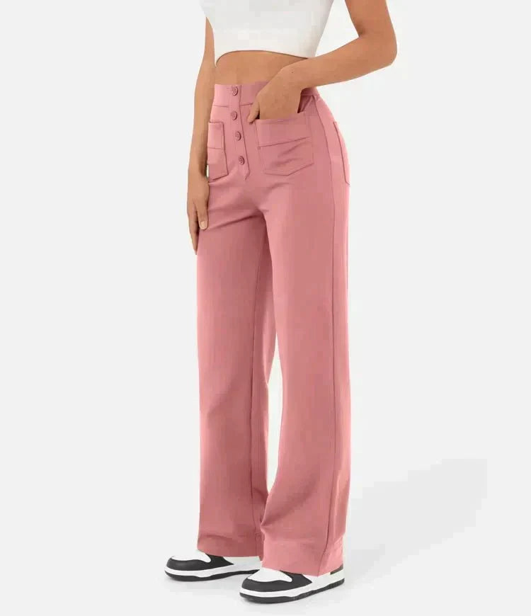 Women's Elastic Waist Trousers with Drawstring Tie