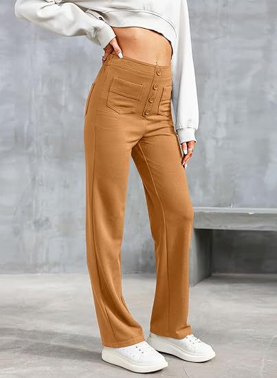 Women's Elastic Waist Trousers with Drawstring Tie