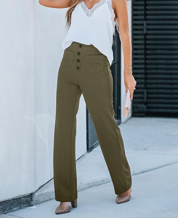 Women's Elastic Waist Trousers with Drawstring Tie