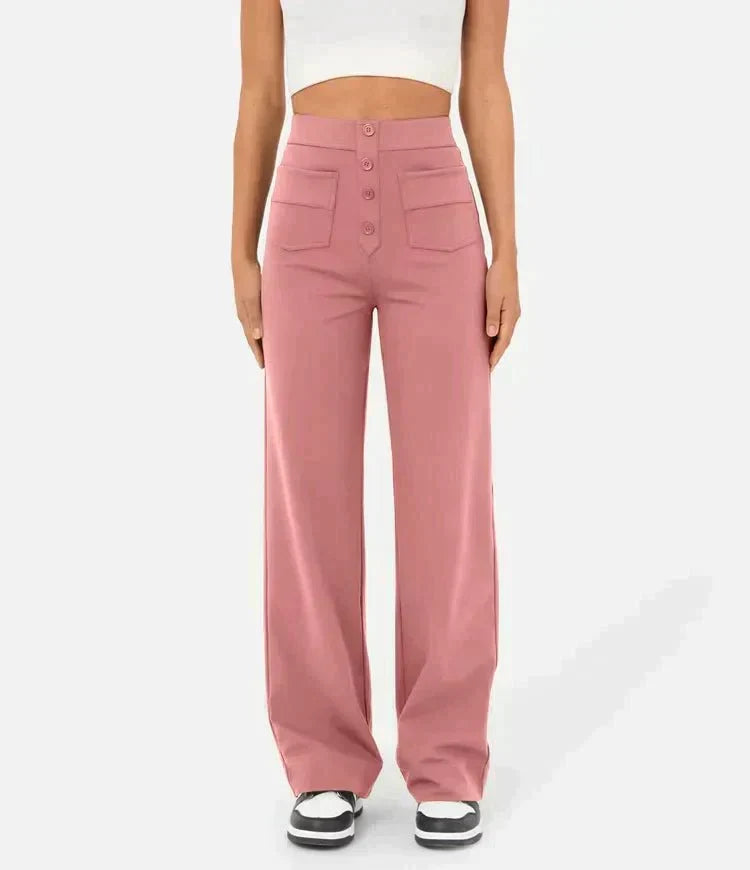 Women's Elastic Waist Trousers with Drawstring Tie