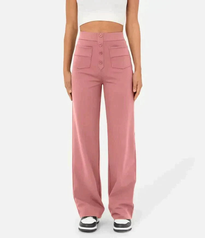 Women's Elastic Waist Trousers with Drawstring Tie