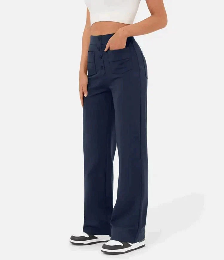 Women's Elastic Waist Trousers with Drawstring Tie