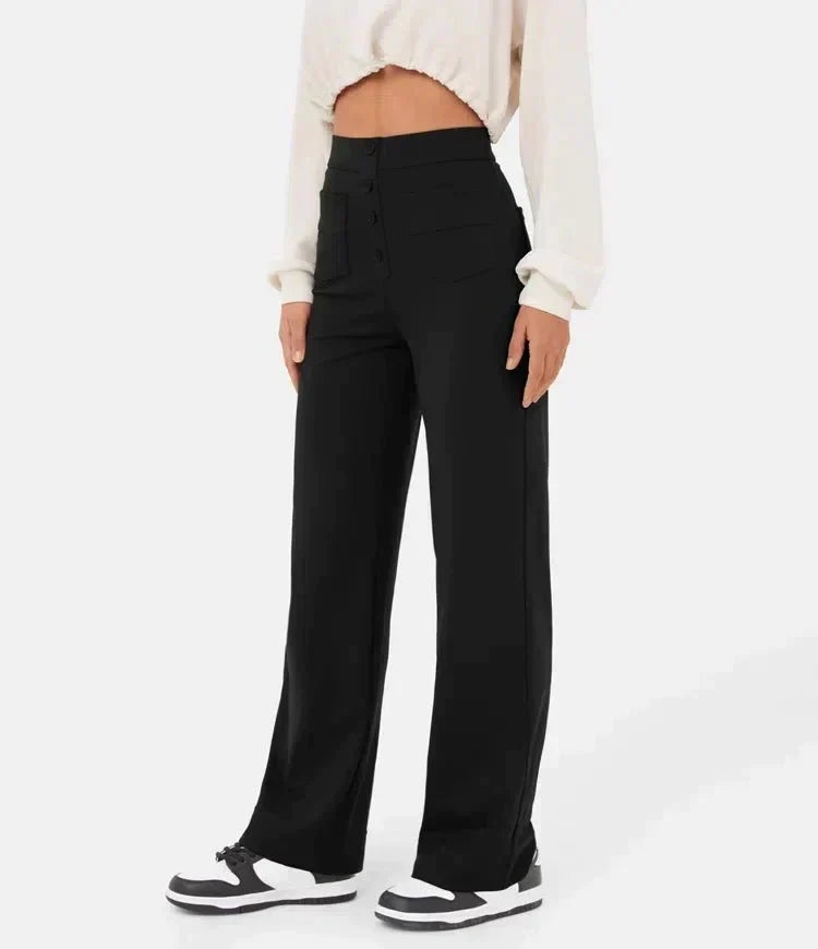 Women's Elastic Waist Trousers with Drawstring Tie