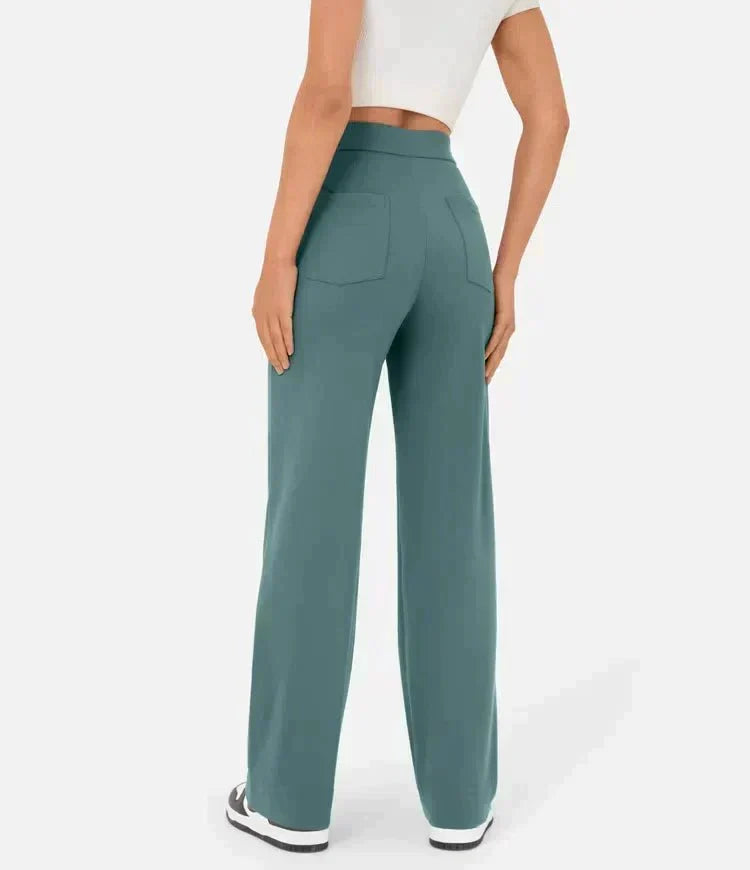 Women's Elastic Waist Trousers with Drawstring Tie