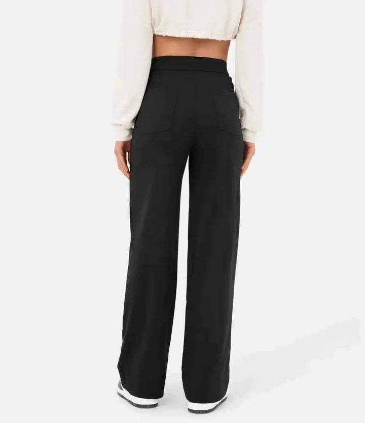Women's Elastic Waist Trousers with Drawstring Tie