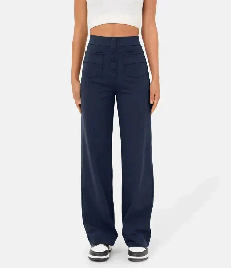 Women's Elastic Waist Trousers with Drawstring Tie