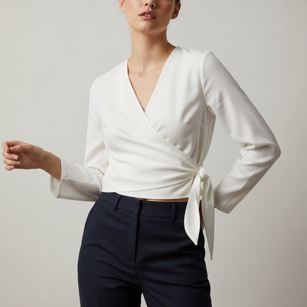Women's Wrap Front Cropped Blouse
