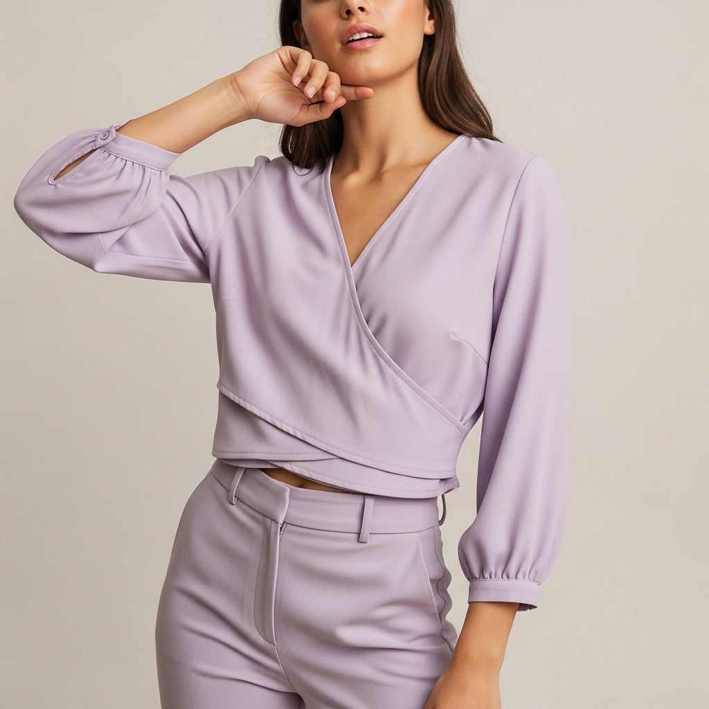 Women's Wrap Front Cropped Blouse