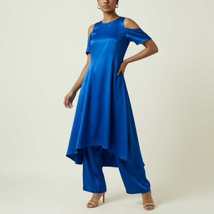 Women's Cold Shoulder Flare Dress